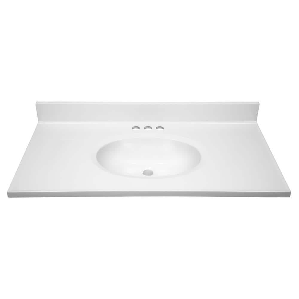 Design House 586206-37-inch Cultured Marble Vanity Top with Backsplash-Improved Package in White