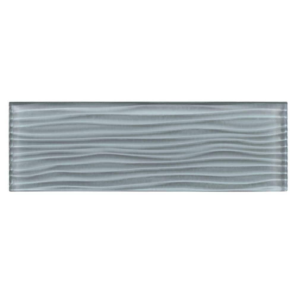 Enchant-Parade Florette Green 4-in. x 12-in. Subway Textured Polished Glass Wall & Floor Tile