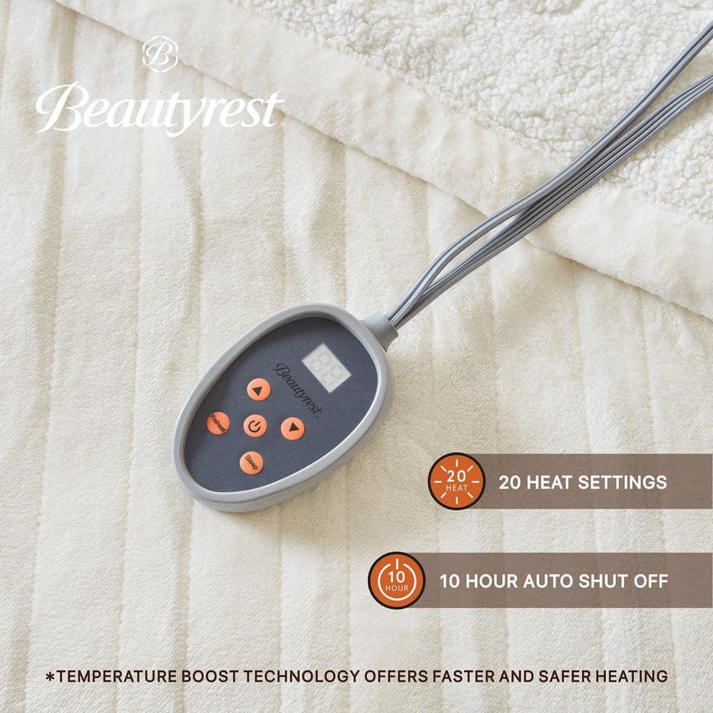 Queen Ivory Reversible Fleece Heated Blanket with Controllers