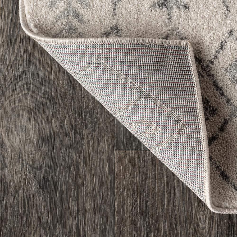 2'x8' Ziri Moroccan Geometric Runner Rug, Cream/Gray - JONATHAN Y
