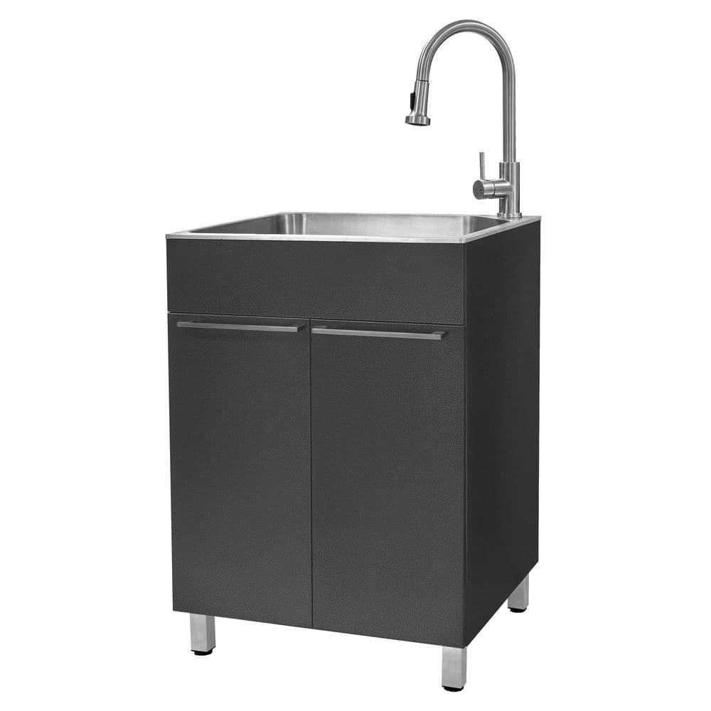 All-In-One 24.1" L x 21.3" W Free Standing Laundry Sink with Faucet