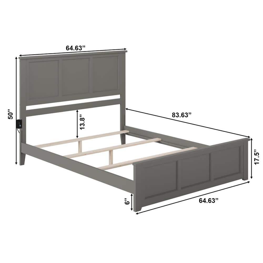 Atlantic Furniture  Madison Queen Traditional Bed with Matching Foot Board - Grey