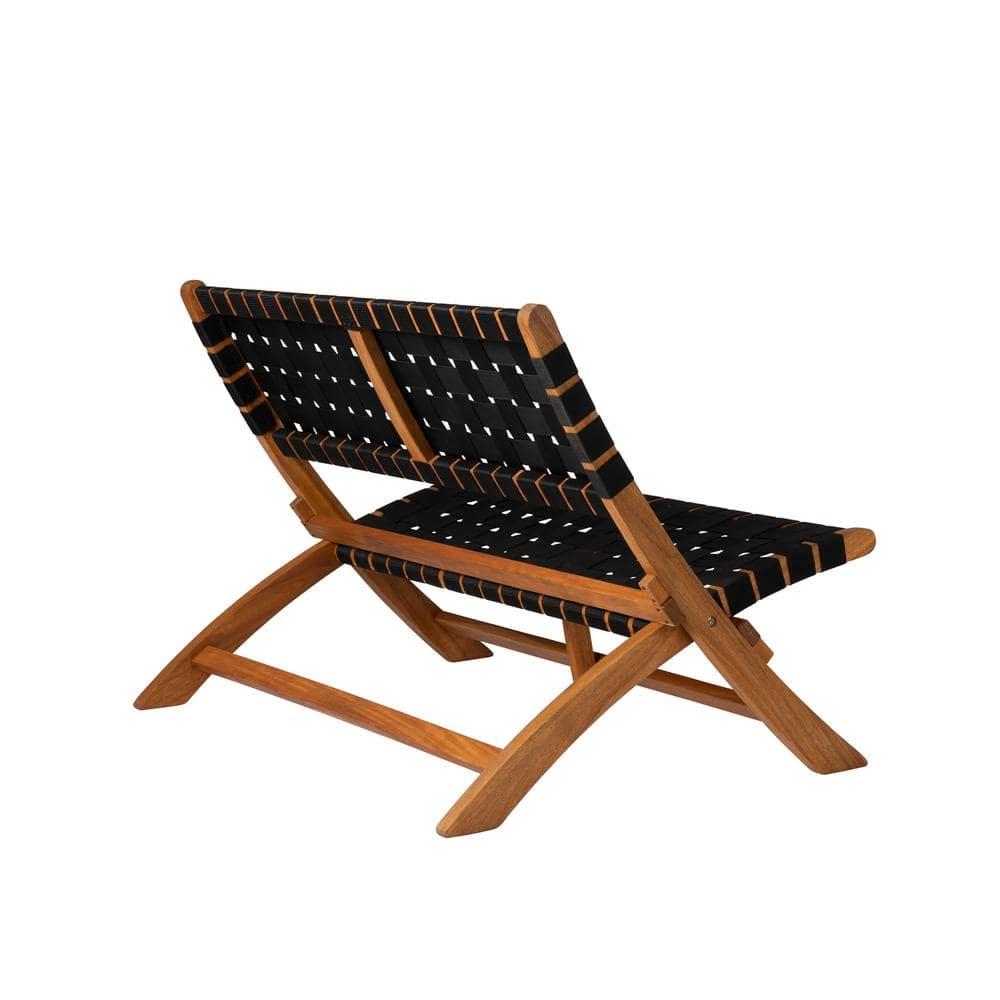Balkene Home Sava Bench Low-Slung Acacia Wood Construction No Assembly-Unfold-Teak Toned Oil Finish