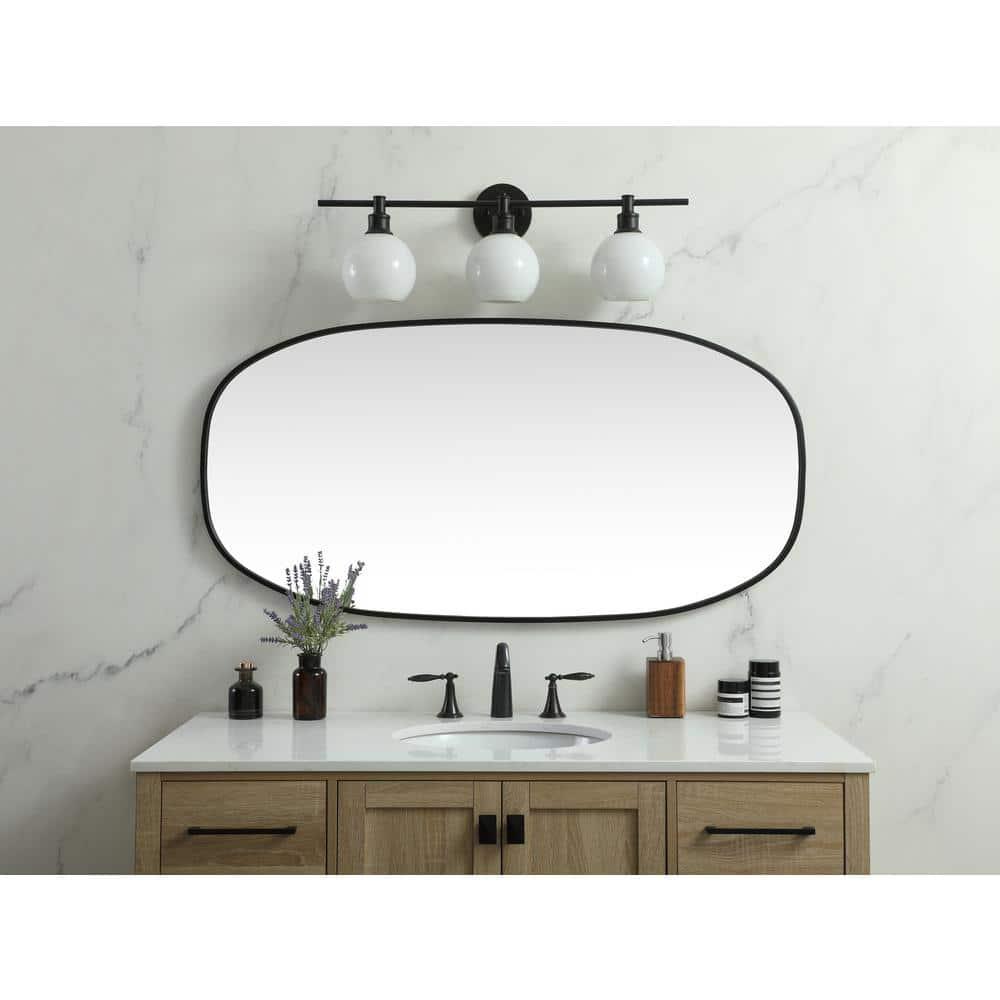 Elegant Lighting Metal Frame Oval Mirror 24x48 Inch in Black