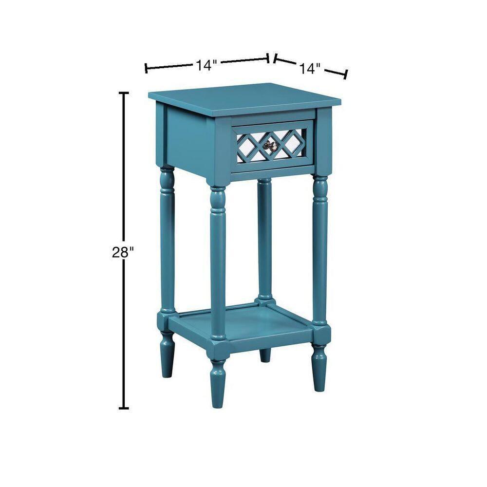 Convenience Concepts French Country Khloe Deluxe 1 Drawer Accent Table with Shelf, Blue