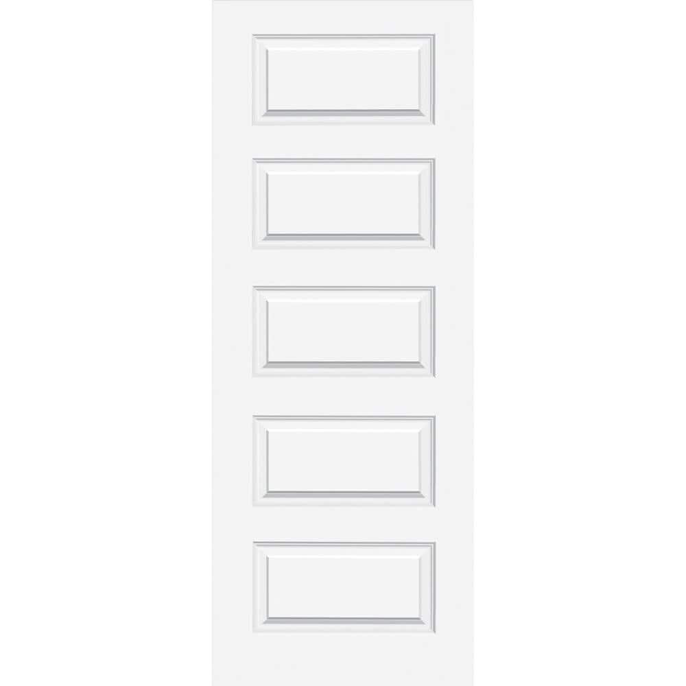 Nova Hardware 5-Panel Soft White Laminated Traditional Interior Door Slab Only
