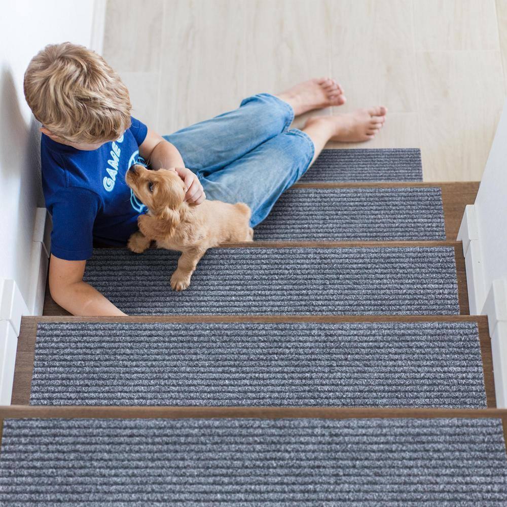 Lifesaver Non-Slip Rubberback Ribbed Design Indoor/Outdoor Stair Treads