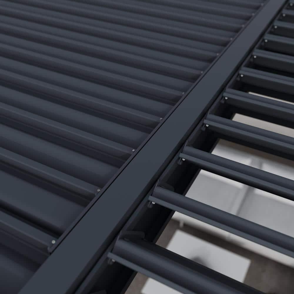 Paragon-Outdoor Grand Tuscan Aluminum Louvered Slate Gray Pergola