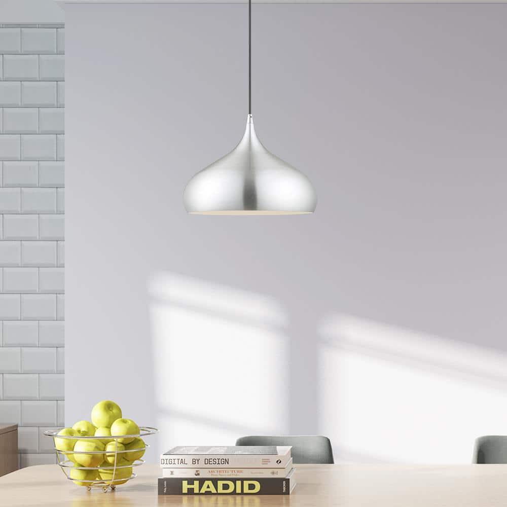 Livex Lighting Metal Shade 1 - Light Pendant in  Brushed Aluminum