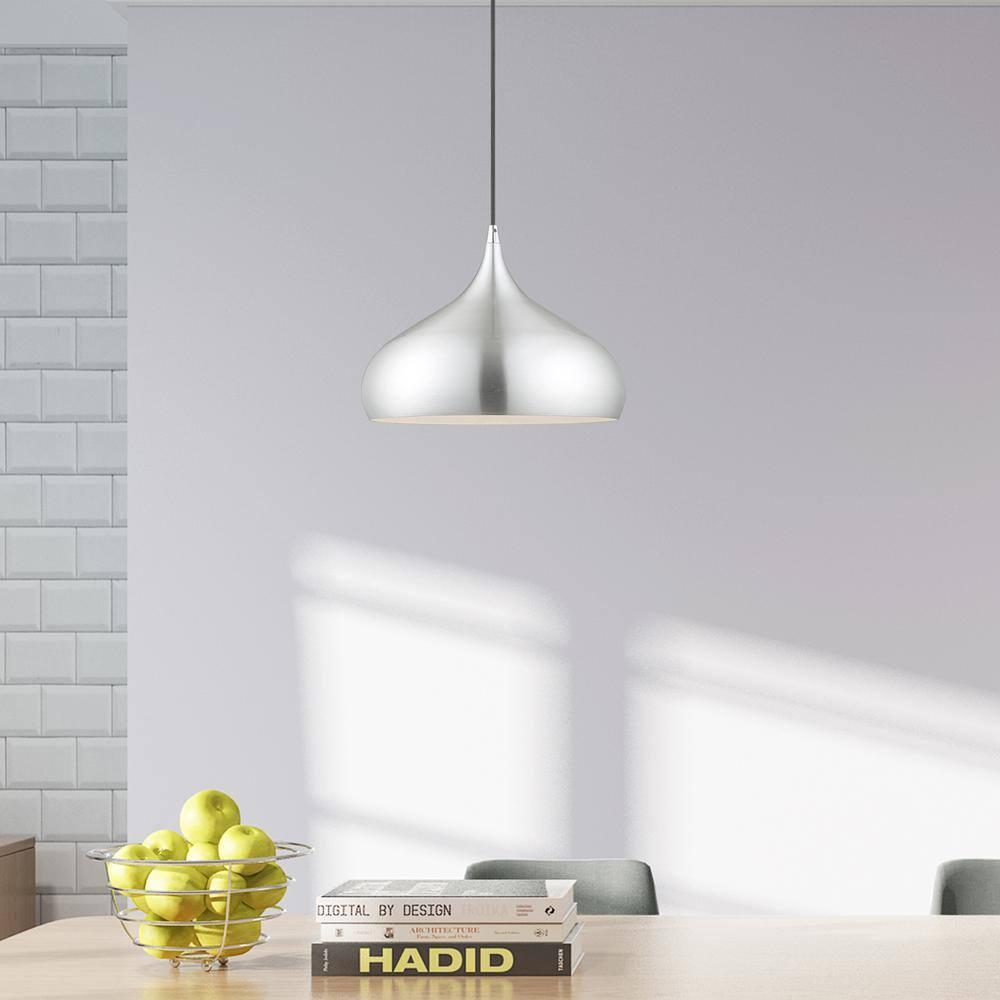 Livex Lighting Metal Shade 1 - Light Pendant in  Brushed Aluminum