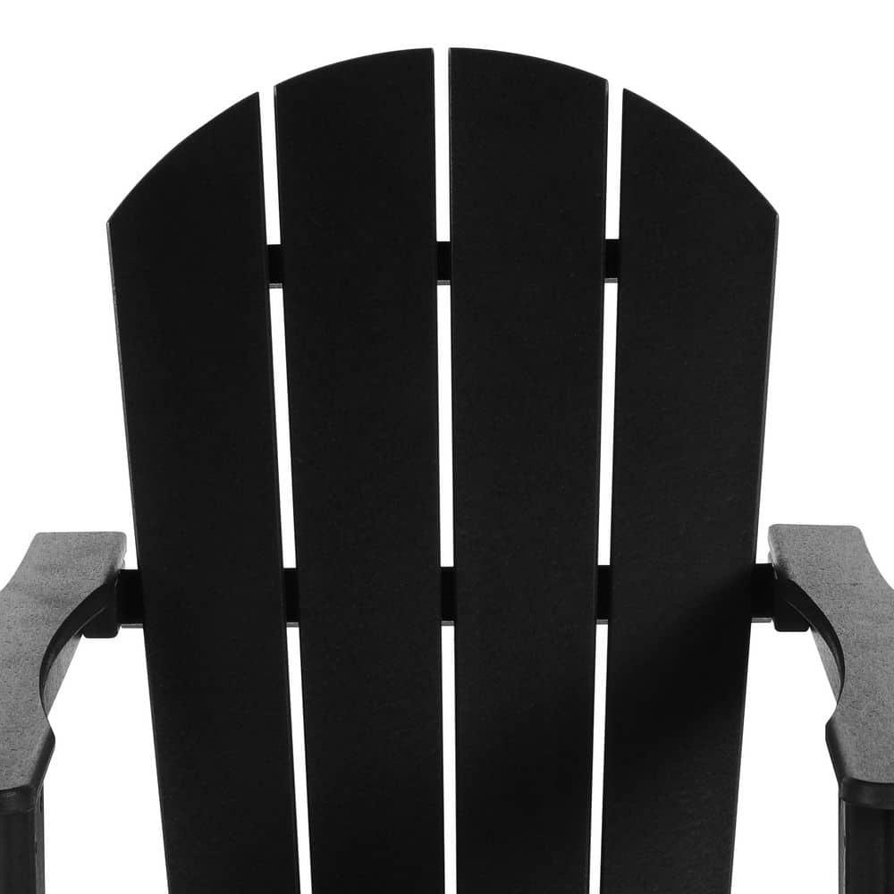 JUSTLET Plastic Adirondack Rocking Chair,HDPE All-Weather Outdoor Rocking Adirondack Chair for Porch, Patio, Balcony,Black