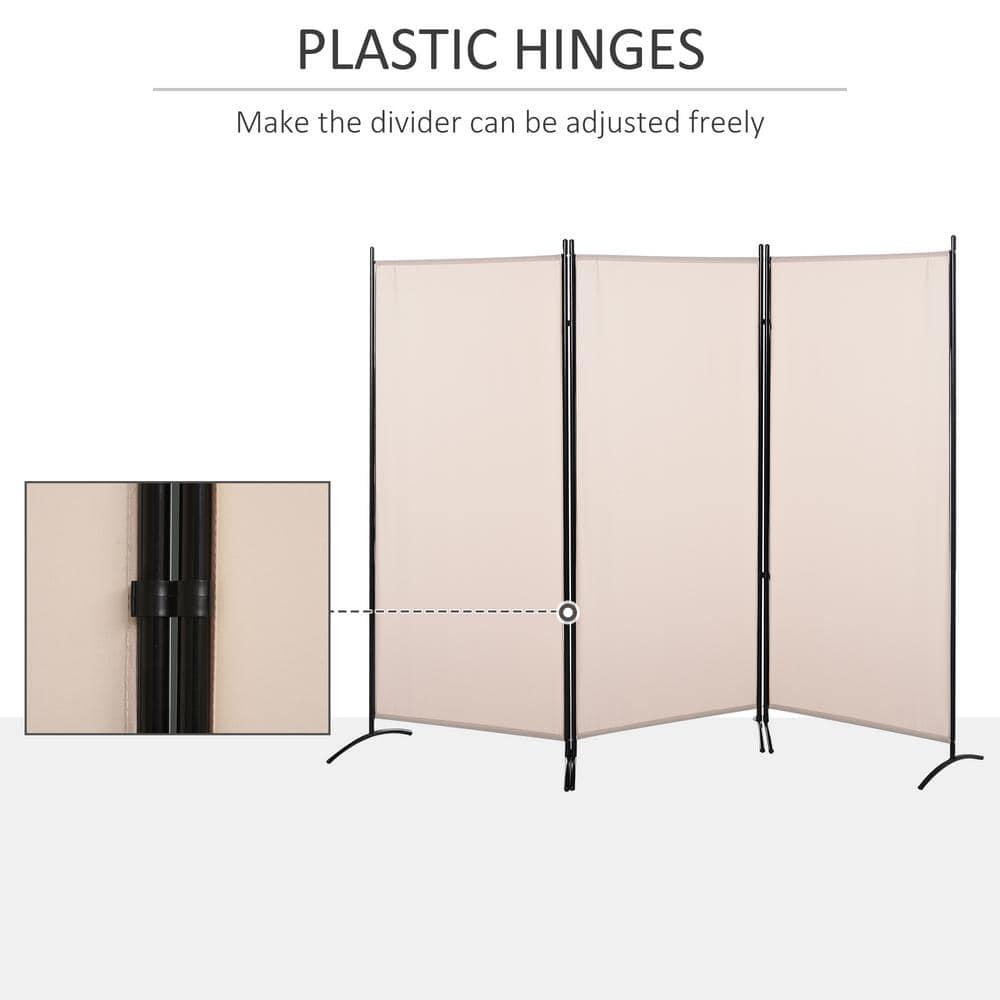 HOMCOM 3-Panel Room Divider Folding Privacy Screen Separator Partition Wall for Indoor Bedroom Office 100" x 72" Beige