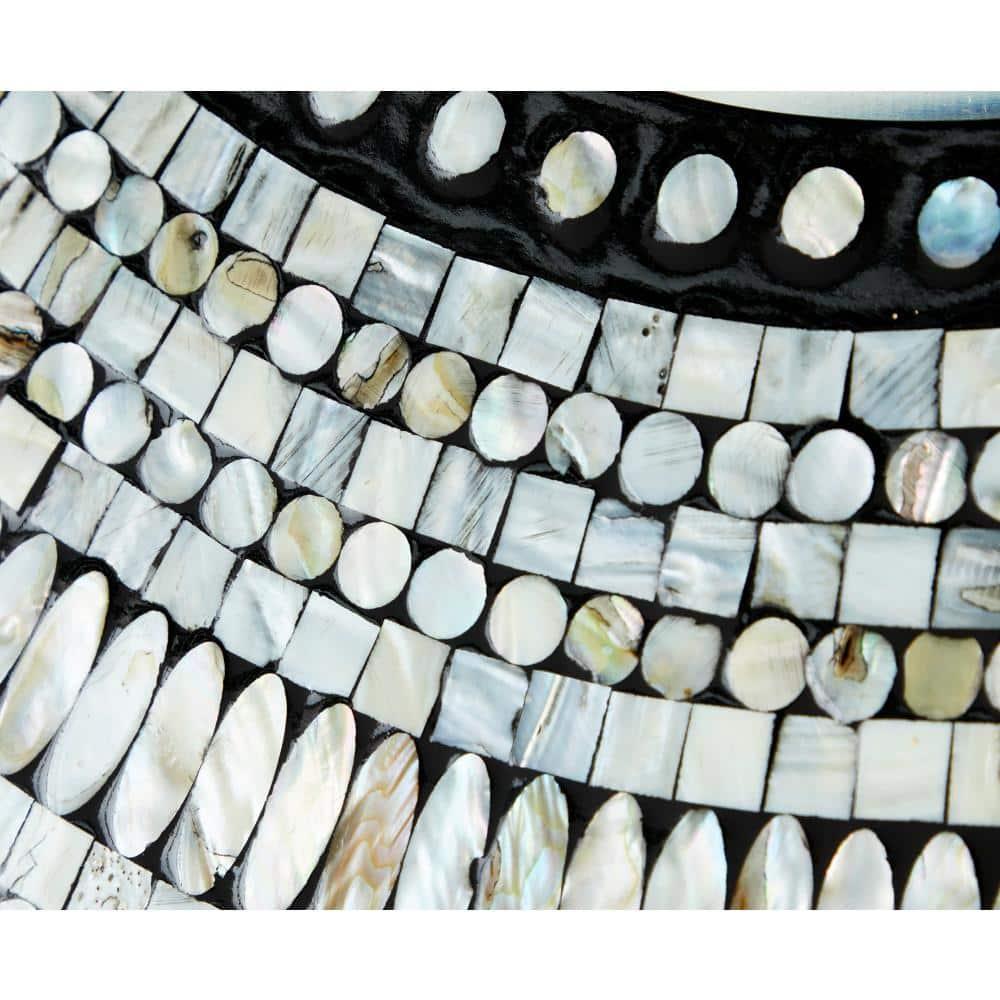 Olivia & May Wood Handmade Mosaic Wall Mirror Silver : Nautical Coastal Decor, 31.5" Round, No Assembly Required