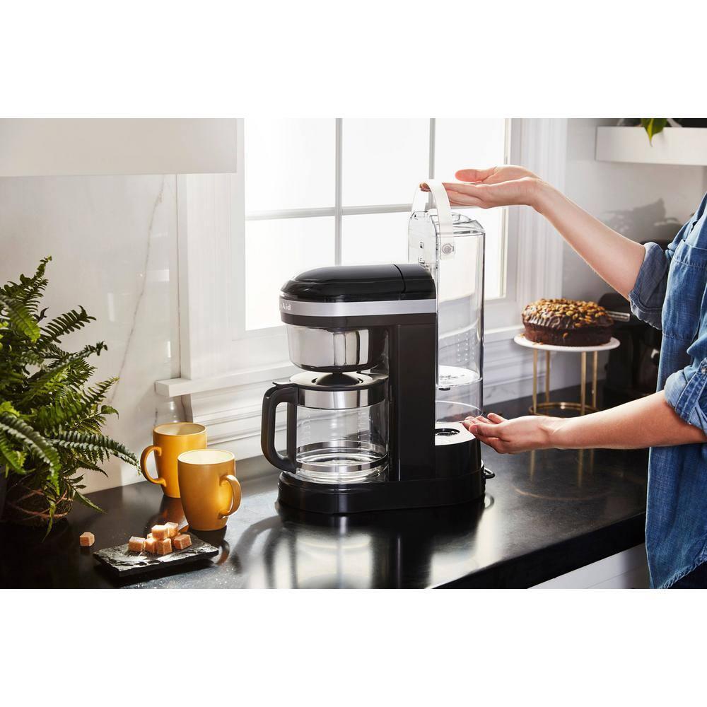 KitchenAid 12 Cup Drip Coffee Maker with Spiral Showerhead and Programmable Warming Plate, Onyx Black, KCM1209