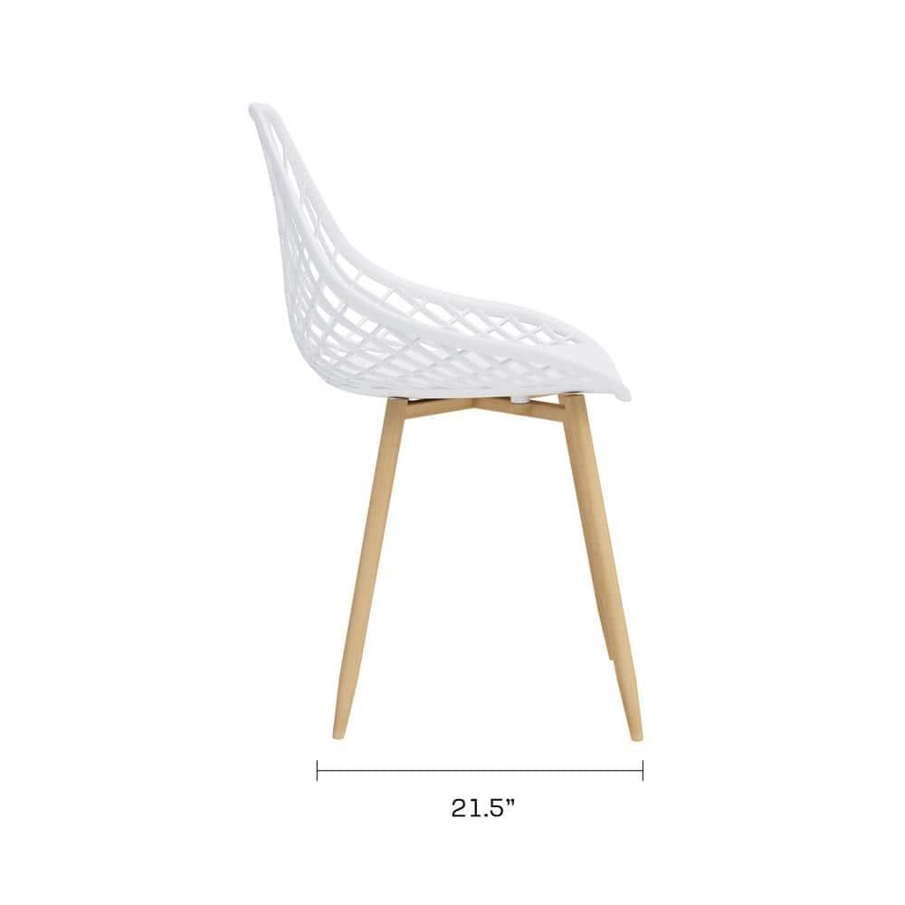 2pk Kurv Dining Chairs White/Natural - Jamesdar: Mid-Century Modern, Steel Frame, Armless Design