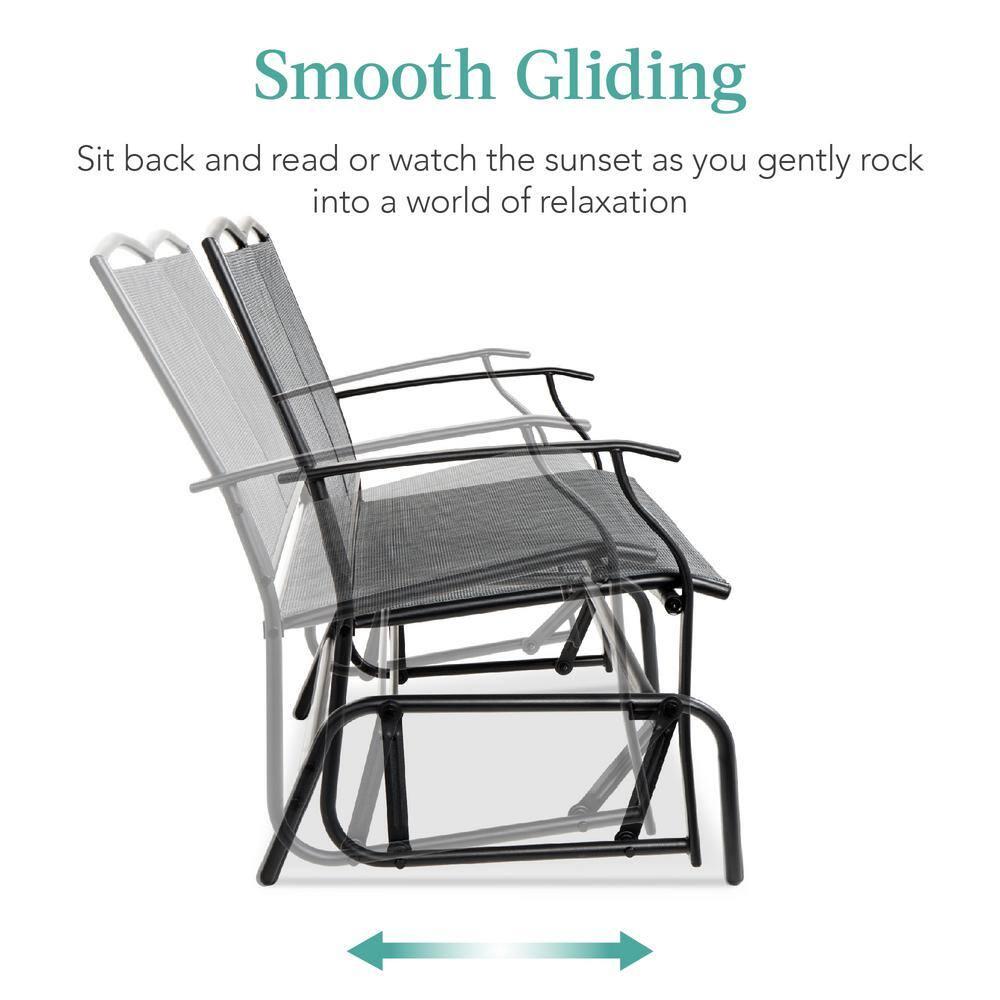 Best Choice Products 2-Person Outdoor Swing Glider, Steel Patio Loveseat, Bench Rocker w/ Armrests - Gray