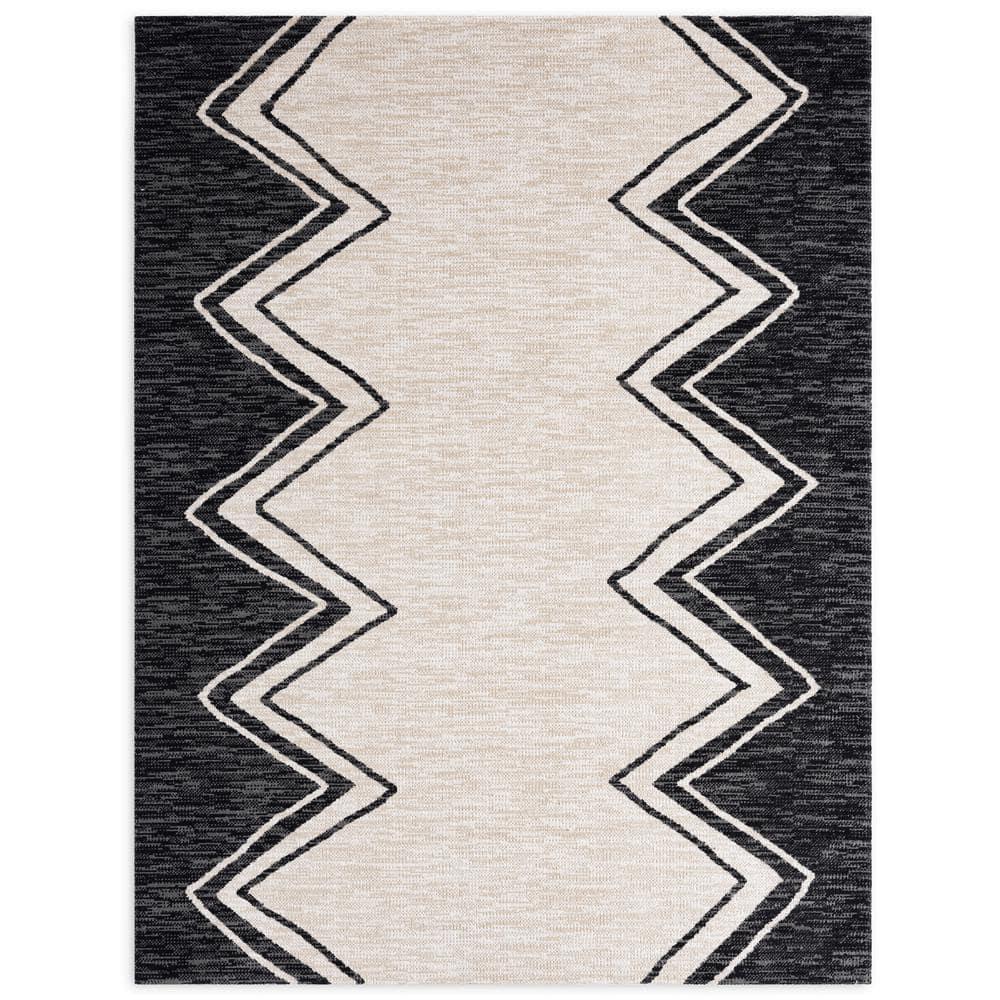 Nicole Miller New York Leon Patio Sofia Indoor/Outdoor Area Rug, Black/Ivory