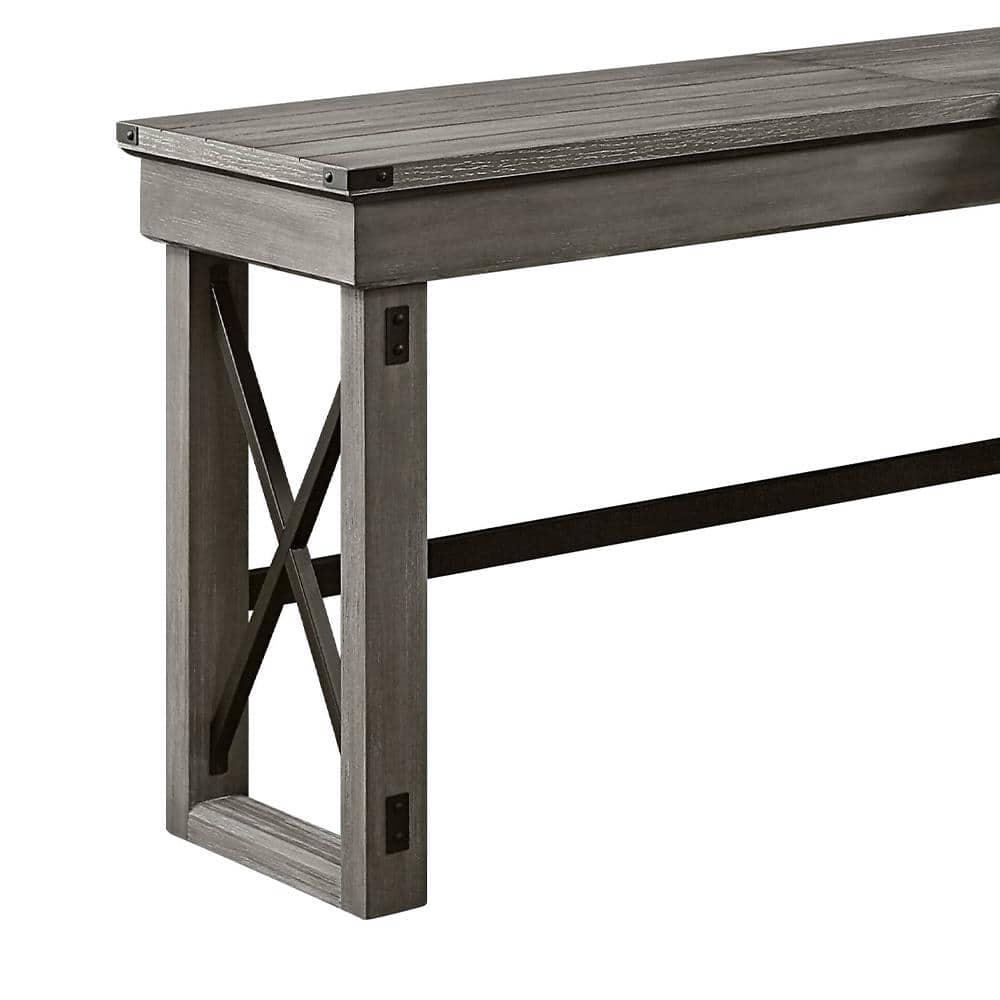67" Talmar Writing Desk Weathered Finish Gray - Acme Furniture: L-Shaped, Lift-Top Storage, No Assembly Required