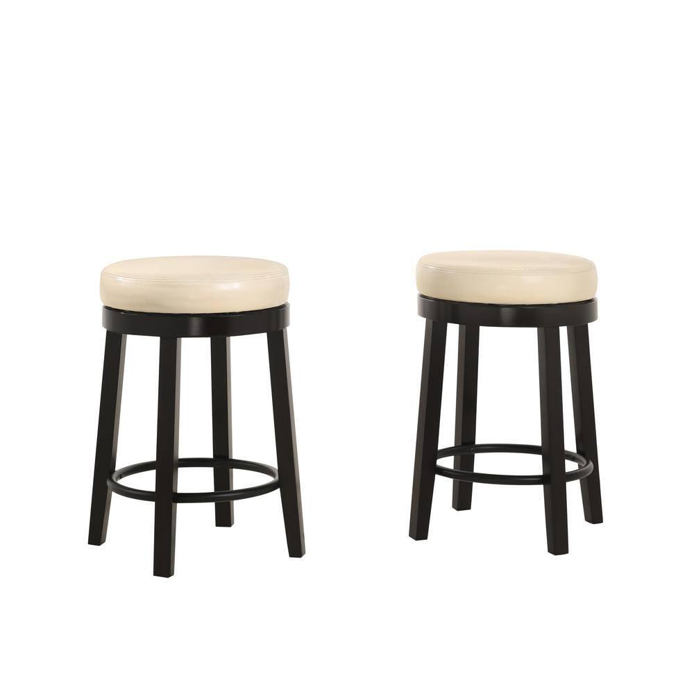Carolina Classics Era Swivel 24" Counter Stool in Cream and Espresso (Set of 2)