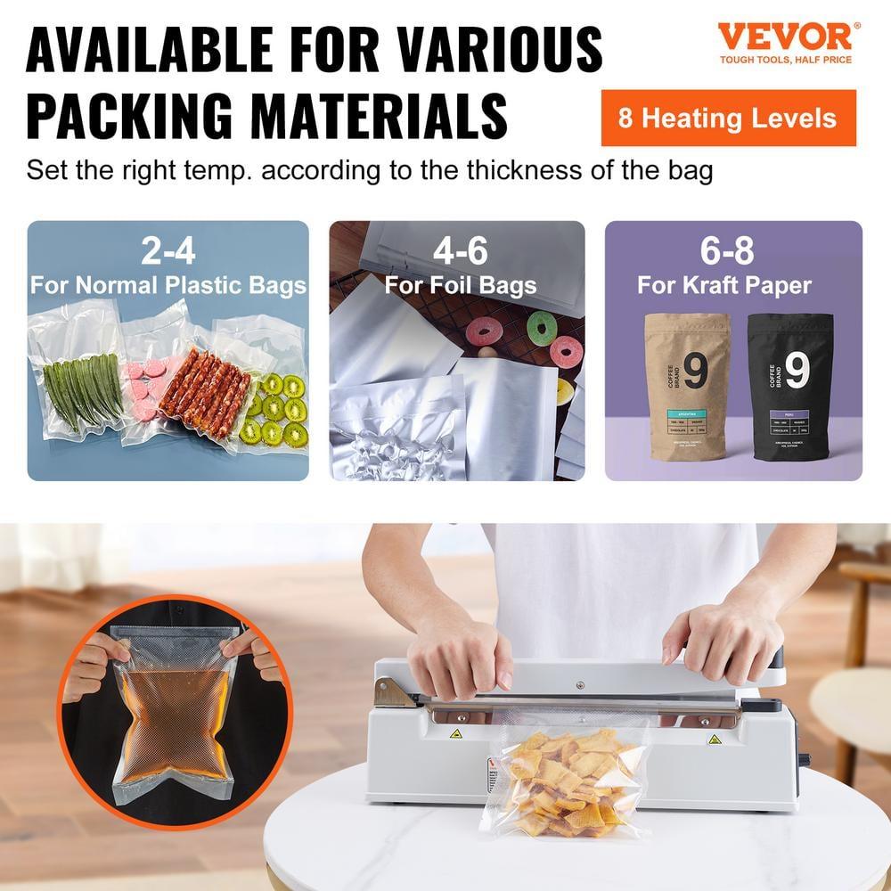 VEVOR VEVOR 12" Aluminum Hand Impulse Heat Sealer Machine Poly Plastic Bags Sealing