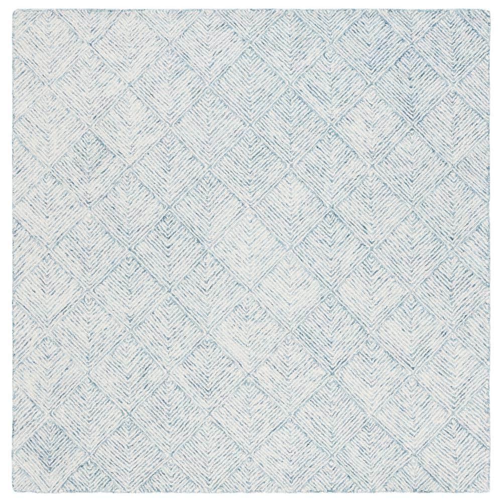 Abstract ABT428 Handmade Indoor Area Rug - Blue/Ivory - 6'x6' - Safavieh