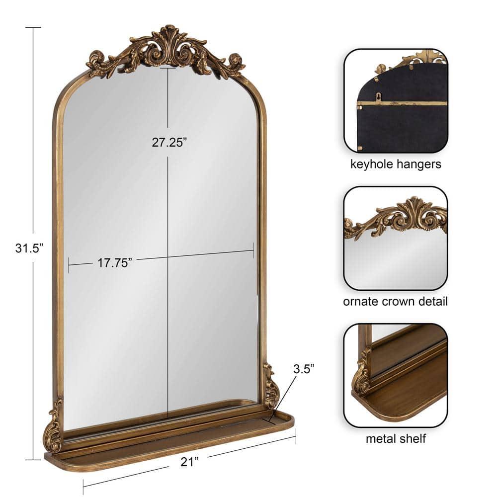 Kate and Laurel Arendahl Functional Mirror with Shelf - Gold, 21x32