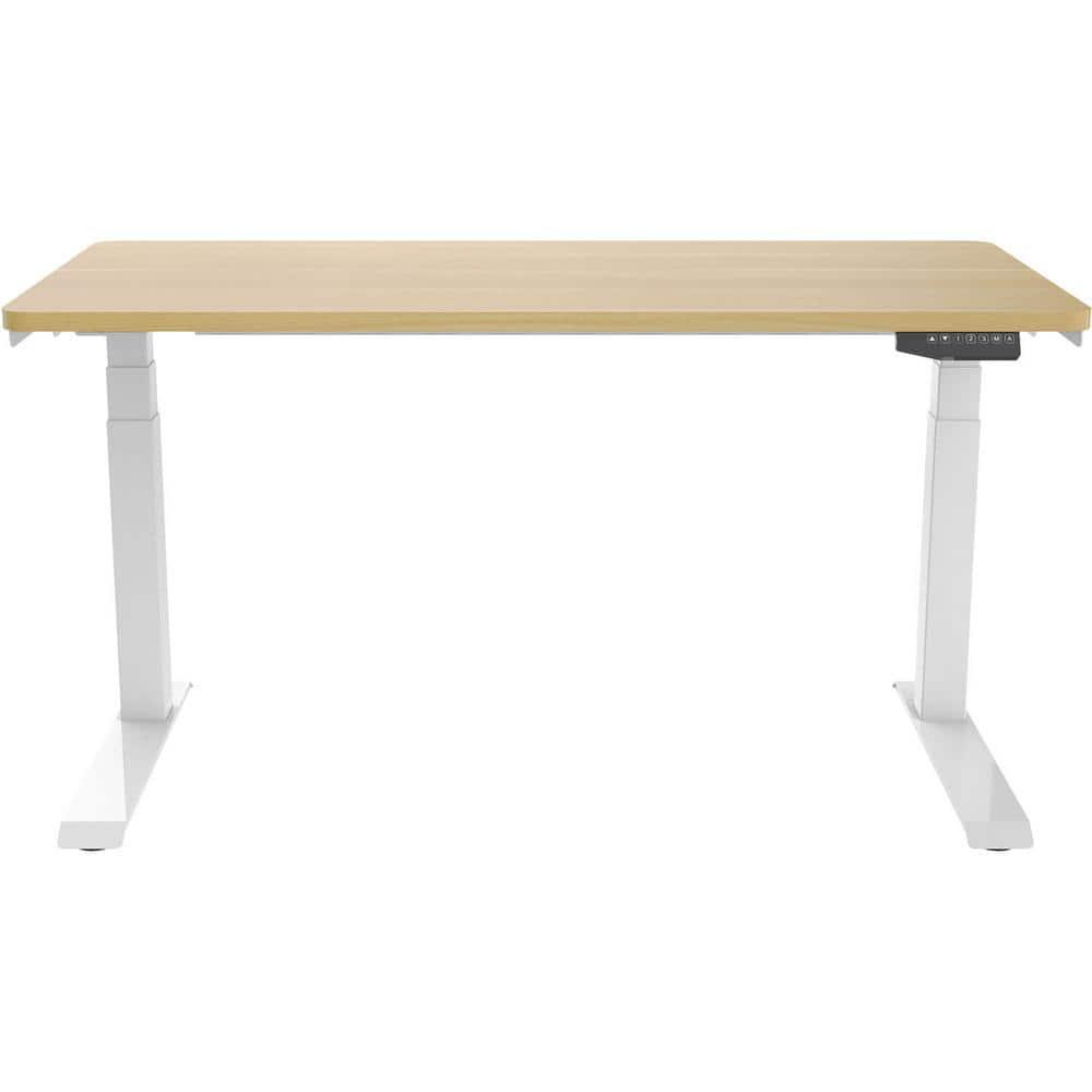 Hanover 55-In. Assembled Sit or Stand Electric Desk with Adjustable and Programmable Heights, Natural