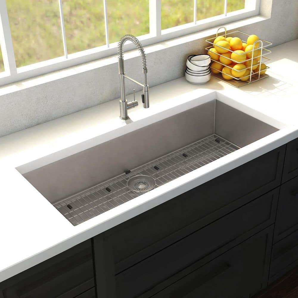 ZLINE SRS-36 ZLINE 36 in. Meribel Undermount Single Bowl Stainless Steel Kitchen Sink W/ Bottom Grid (SRS-36)