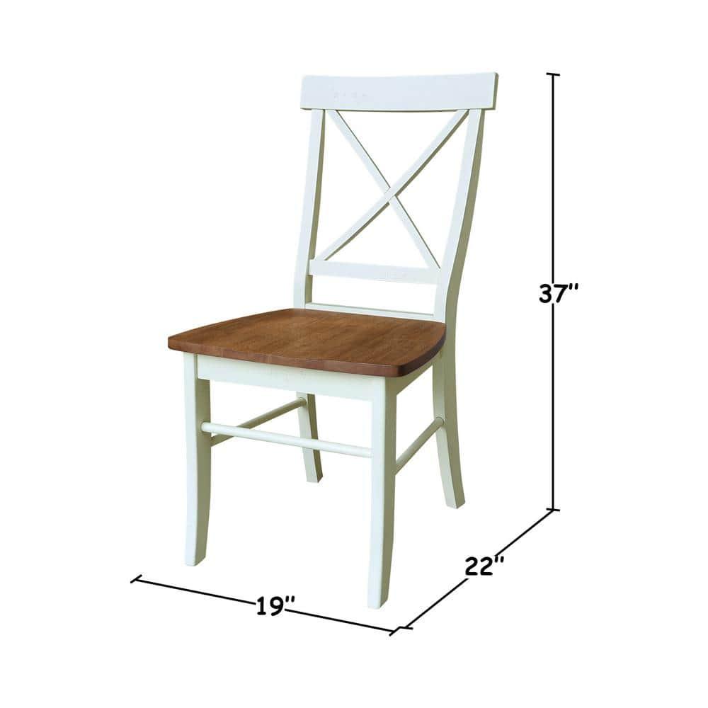 International Concepts Set of Two X-Back Dining Chairs, Hickory/Shell