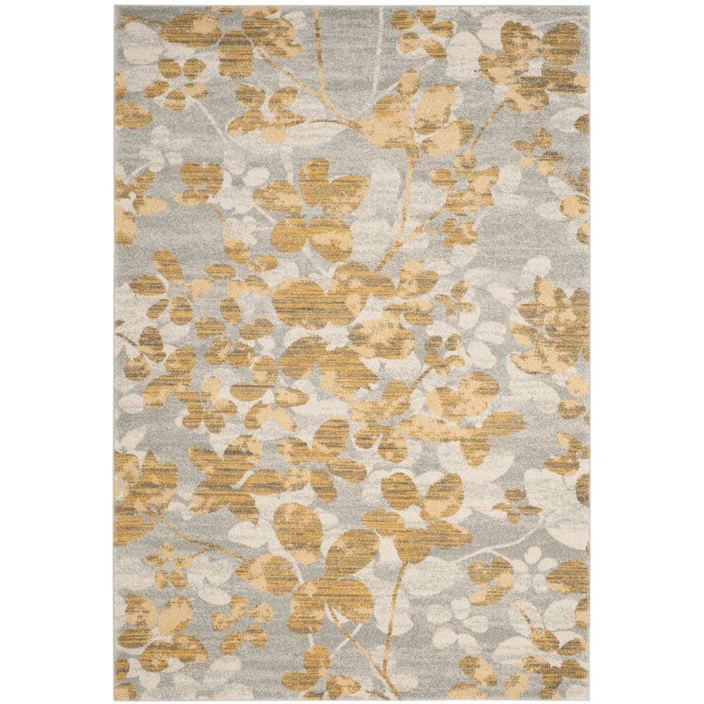 Evoke EVK236 Power Loomed Area Rug - Grey/Gold - 6'7"x9' - Safavieh.