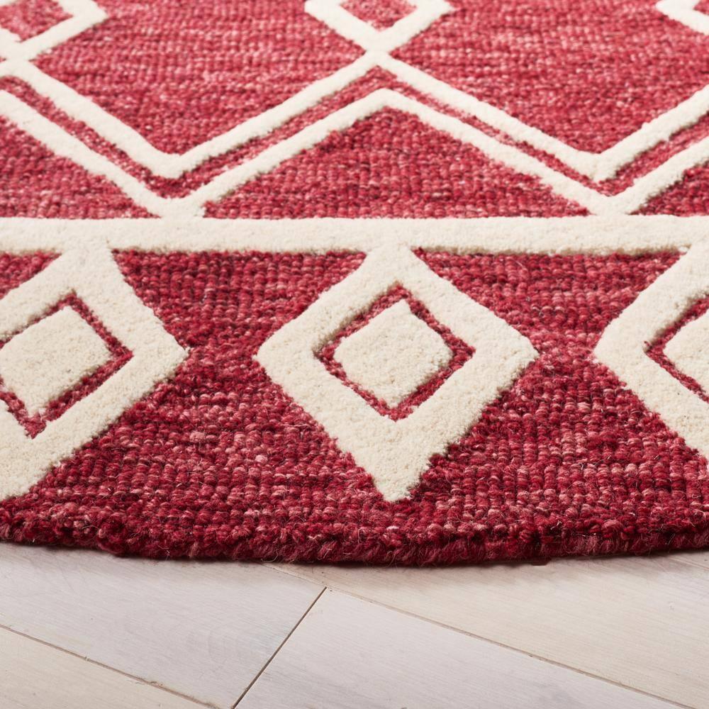 Abstract ABT851 Handmade Indoor Area Rug - Red/Ivory - 6' Round - Safavieh