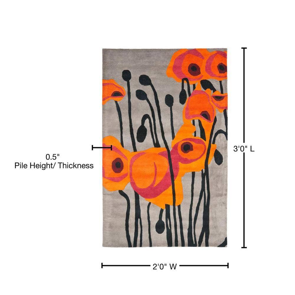 Soho SOH853 Hand Tufted Accent Rug - Grey/Orange - 2'x3' - Safavieh.