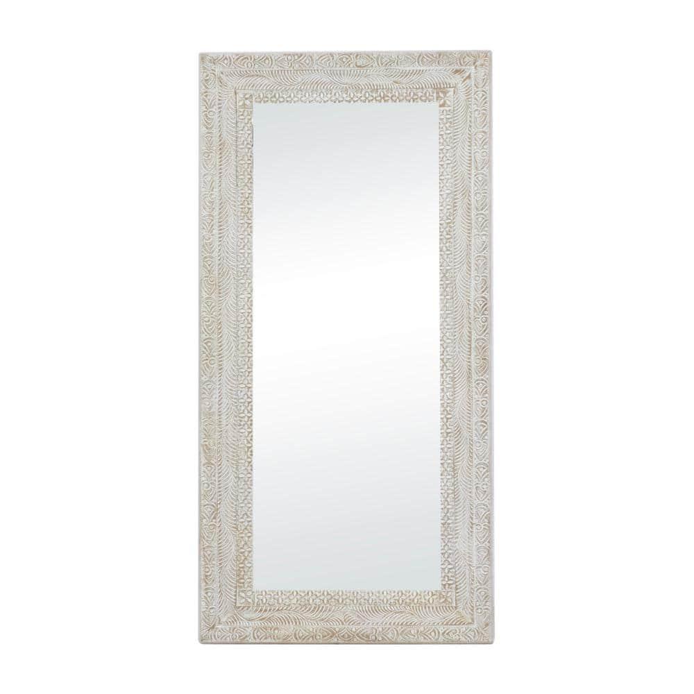 Deco 79 Wood Floral Room Wall Mirror Intricately Carved Entryway Mirror, Wall Mounted Mirror 36" x 3" x 71", Brown