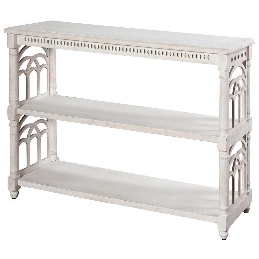 3 Tier Console Table Distressed White - StyleCraft: Entryway Table, Fir Wood Top, MDF Frame