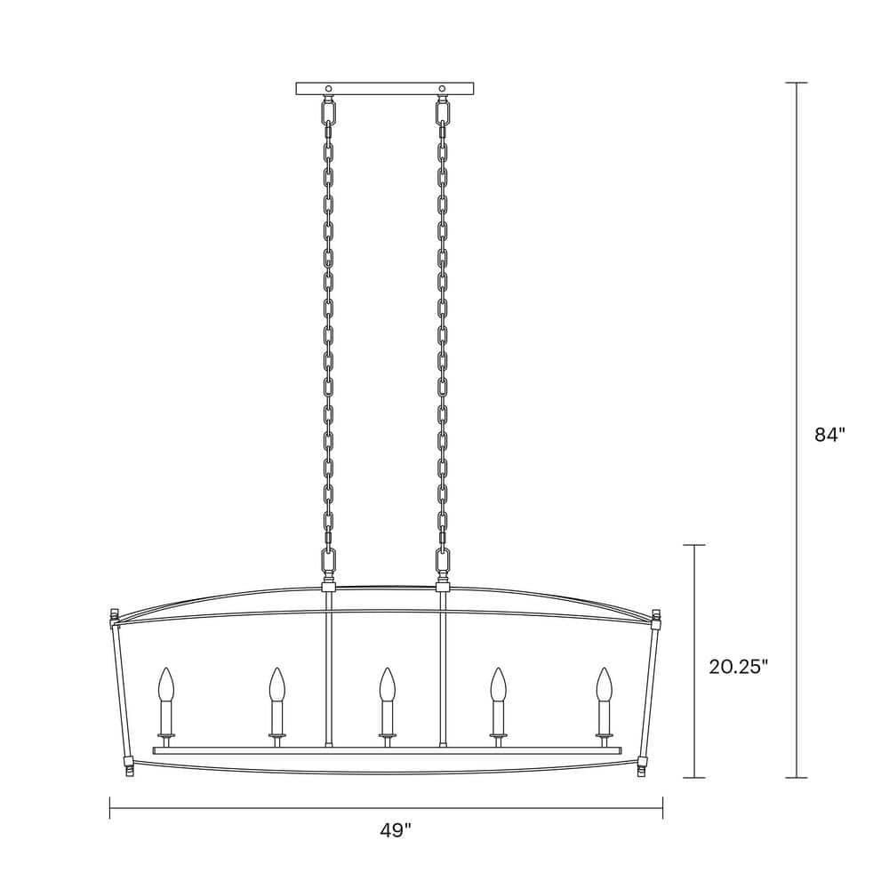 Thayer Antique Gild 5-Light Linear Steel Chandelier
