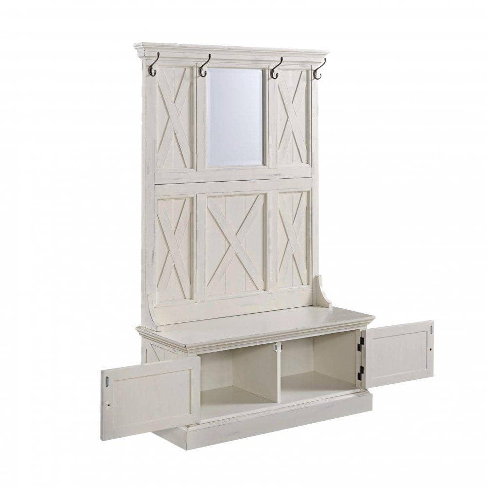 Seaside Lodge Hall Tree White - Home Styles: Mudroom Storage with Bench & Coat Hooks