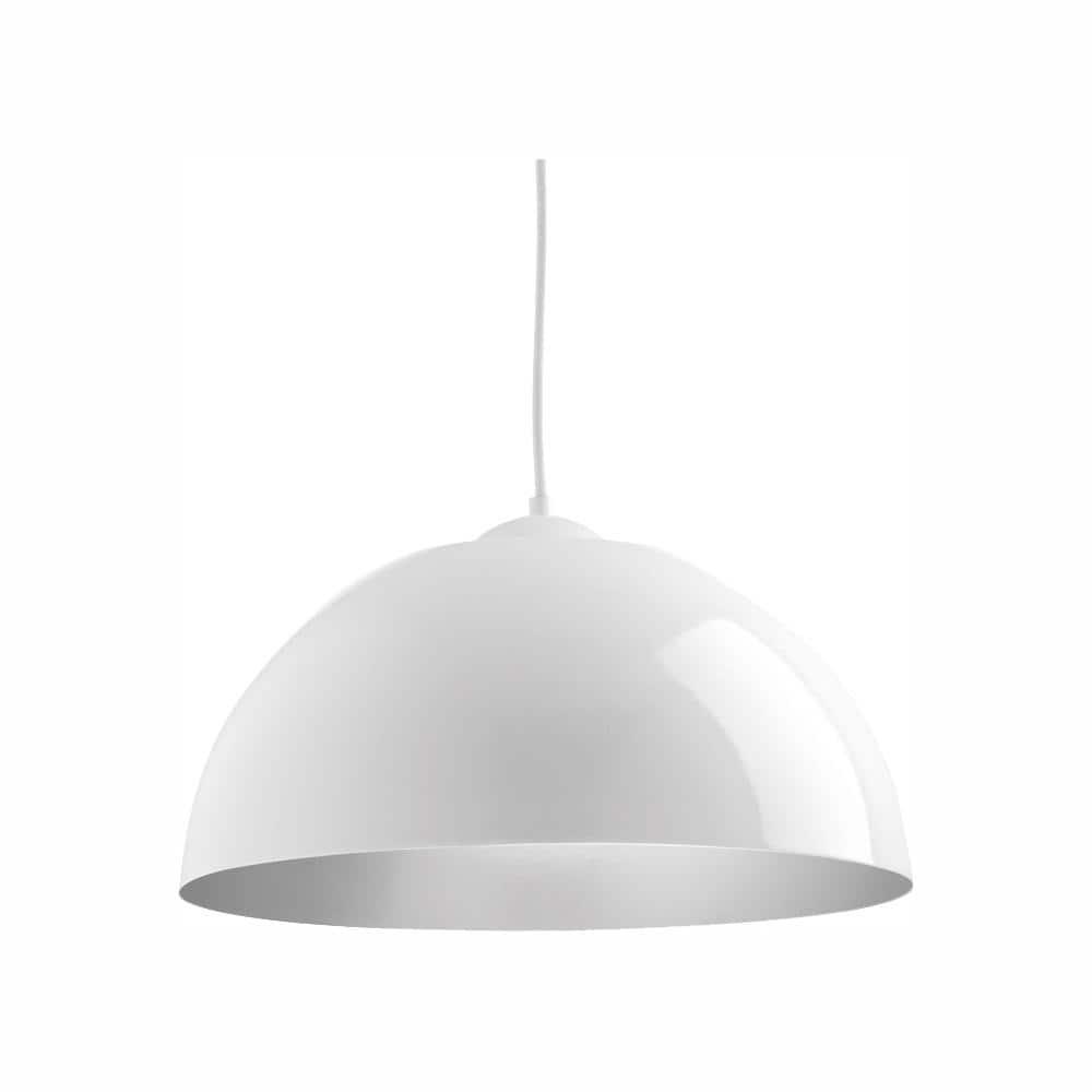 Progress Lighting Dome 1-Light LED Pendant, Satin Aluminum Finish, Painted Silver Interior, 3000K, 662 Lumens, Dry Rated