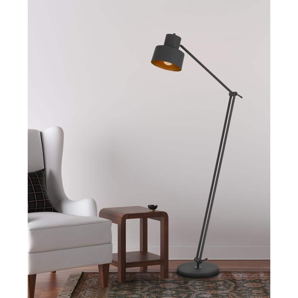 Cal Lighting 60W Davidson metal floor lamp with weighted base, adjustable upper and lower arms. On off socket switch