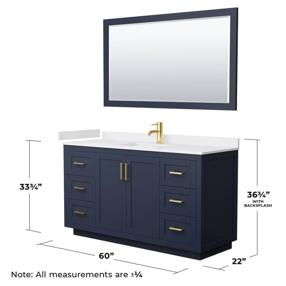 Wyndham Collection Miranda 60" Freestanding Single Bathroom Vanity with Cultured Marble Top with 58" Mirror