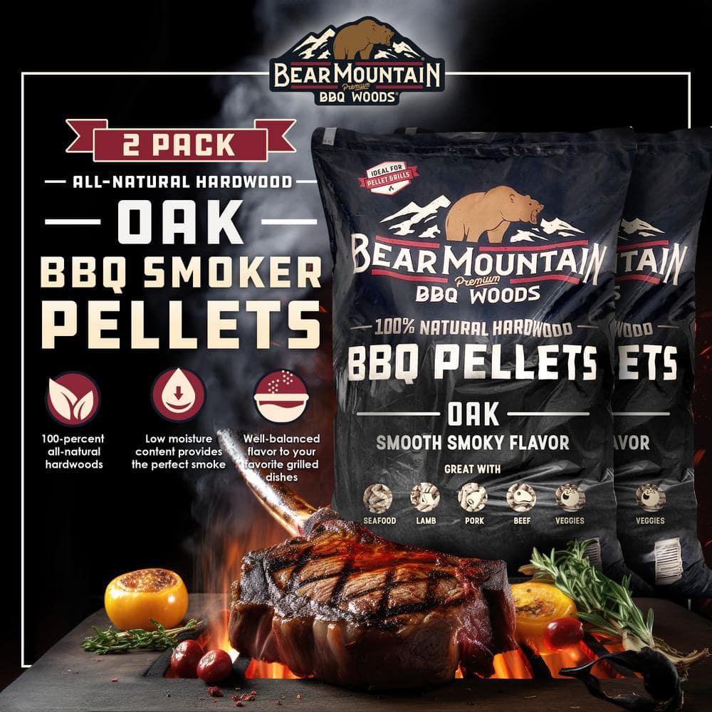 Bear Mountain BBQ Premium All Natural Hardwood Red and White Oak Wood Chip Pellets for Outdoor Gas, Charcoal, and Electric Grills, 20 Pounds (2 Pack)
