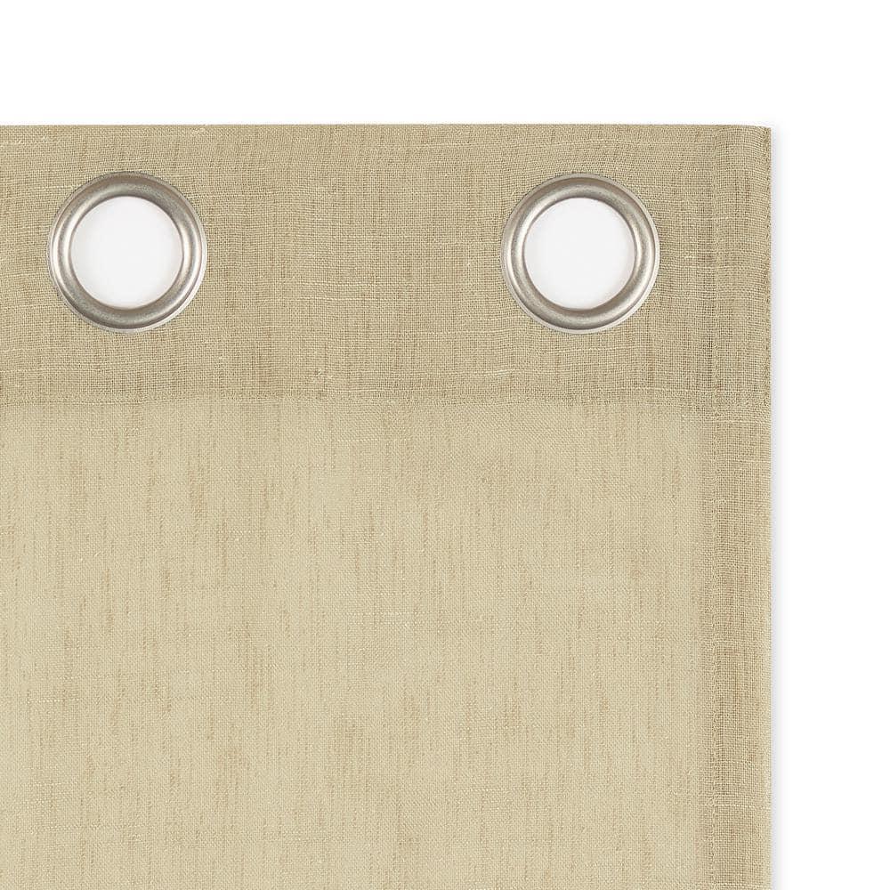 52"x63" Archaeo Light Filtering Slub Textured Linen Blend Grommet Top Curtain Panel Sand: Modern Indoor Decor