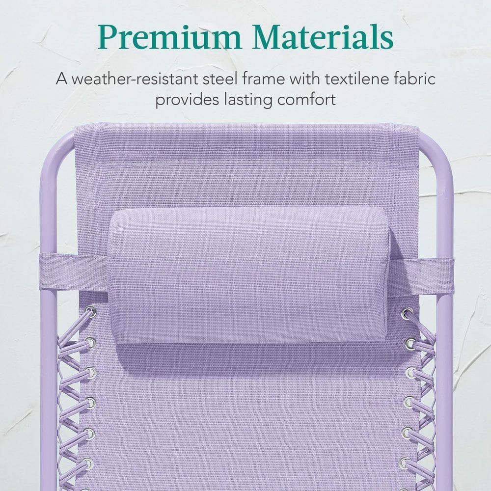 Best Choice Products Monochromatic Zero Gravity Chair, Folding Patio Recliner w/Side Tray, Headrest - Lavender