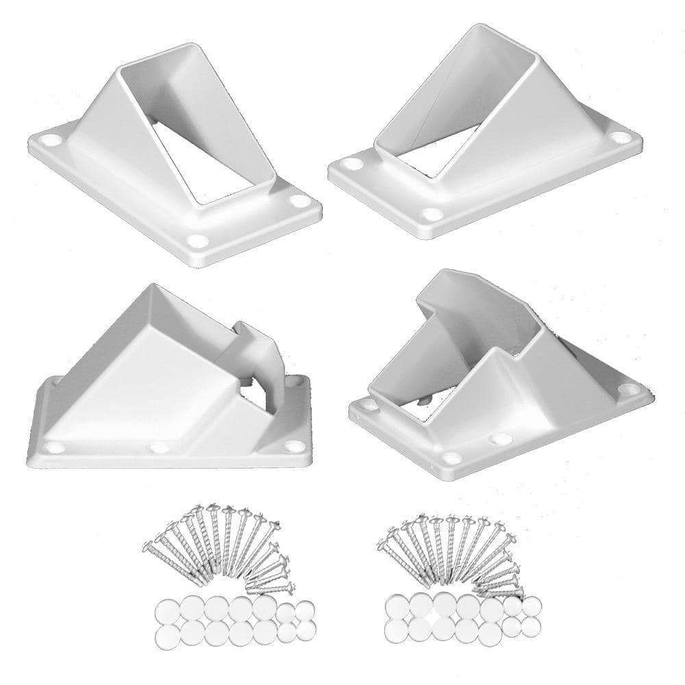 Weatherables Stair Vinyl Railing Brackets – Porch and Deck Railing Bracket Set for Stairs, Top & Bottom Classic Brackets for Yorkshire and Bolton Vinyl Railing Kit (White)