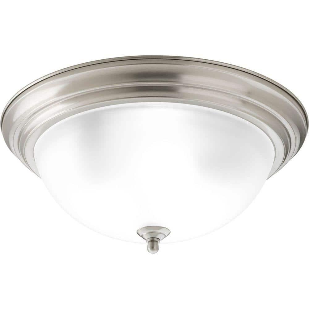 Progress Lighting, Melon Collection, 3-Light Flush Mount, Brushed Nickel, Alabaster Glass Shade