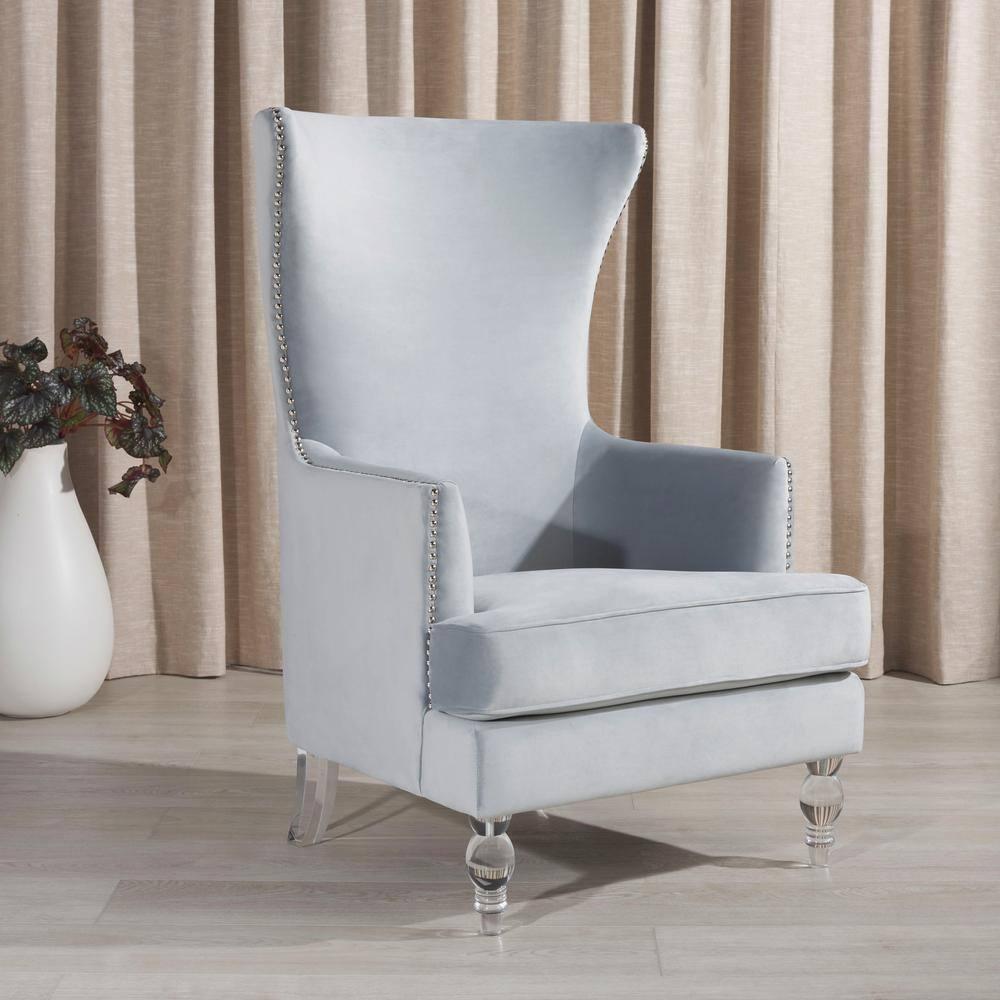 Geode Modern Wingback Chair - SFV4745 - Light Silver - Safavieh Couture