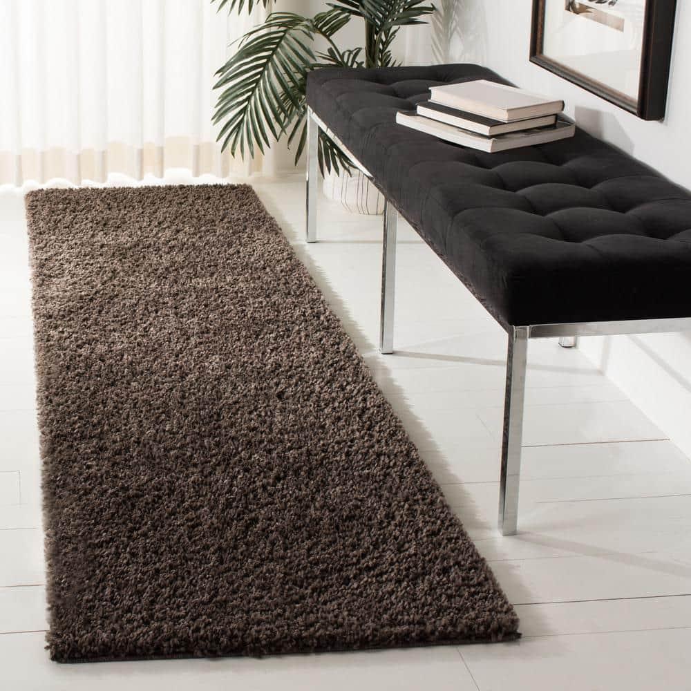 August Shag 900 AUG900 Power Loomed Indoor Runner Rug - Brown - 2'3"x12' - Safavieh