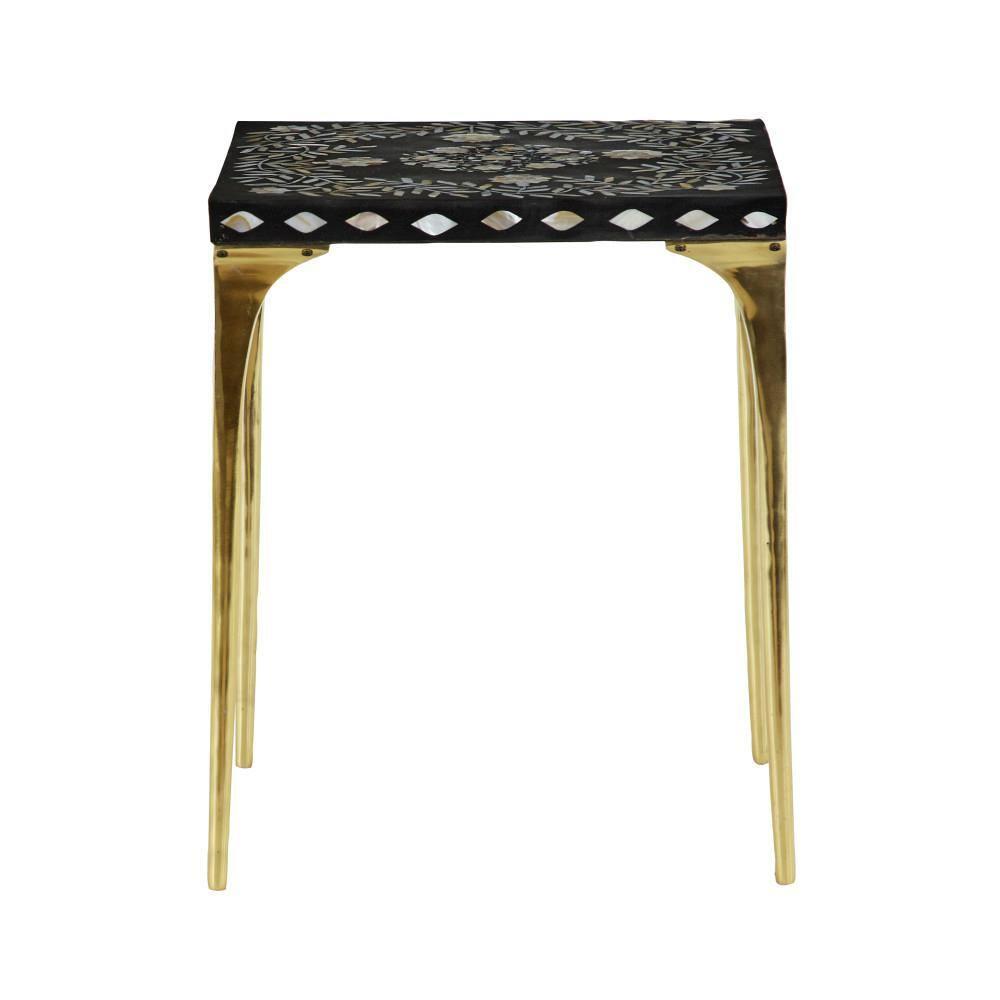 DecMode 20" x 16" Gold Wood Eclectic Accent Table