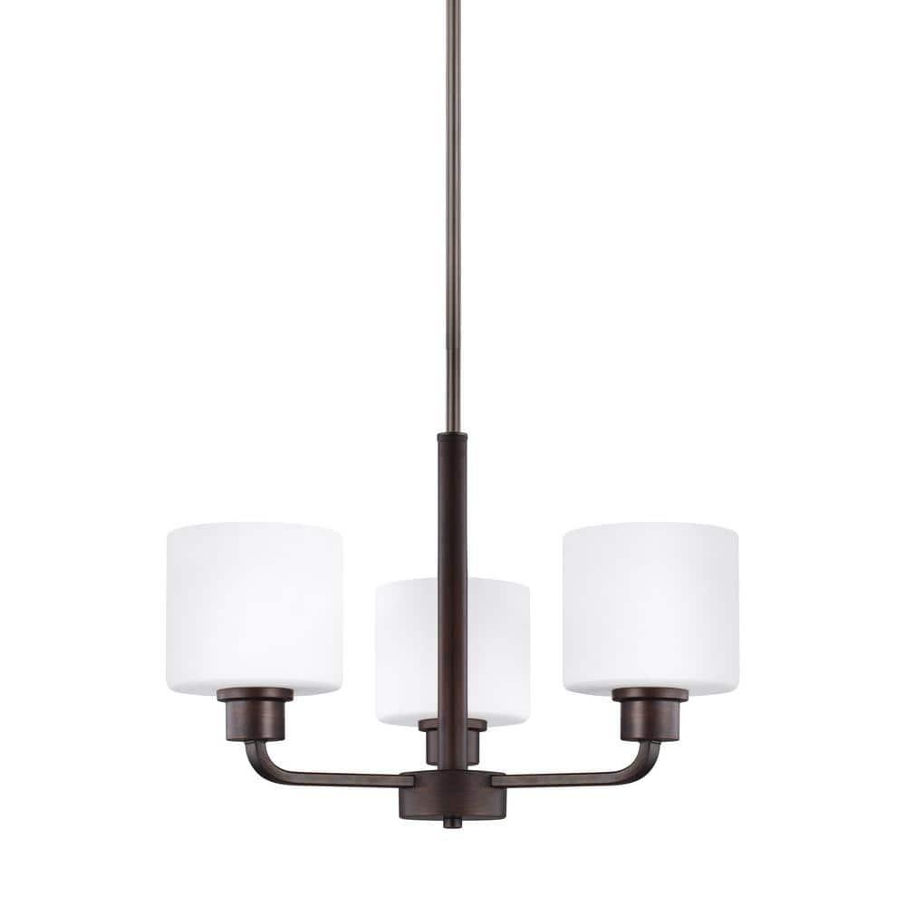 Canfield 3-Light Burnt Sienna Modern Minimalist Hanging Drum Chandelier