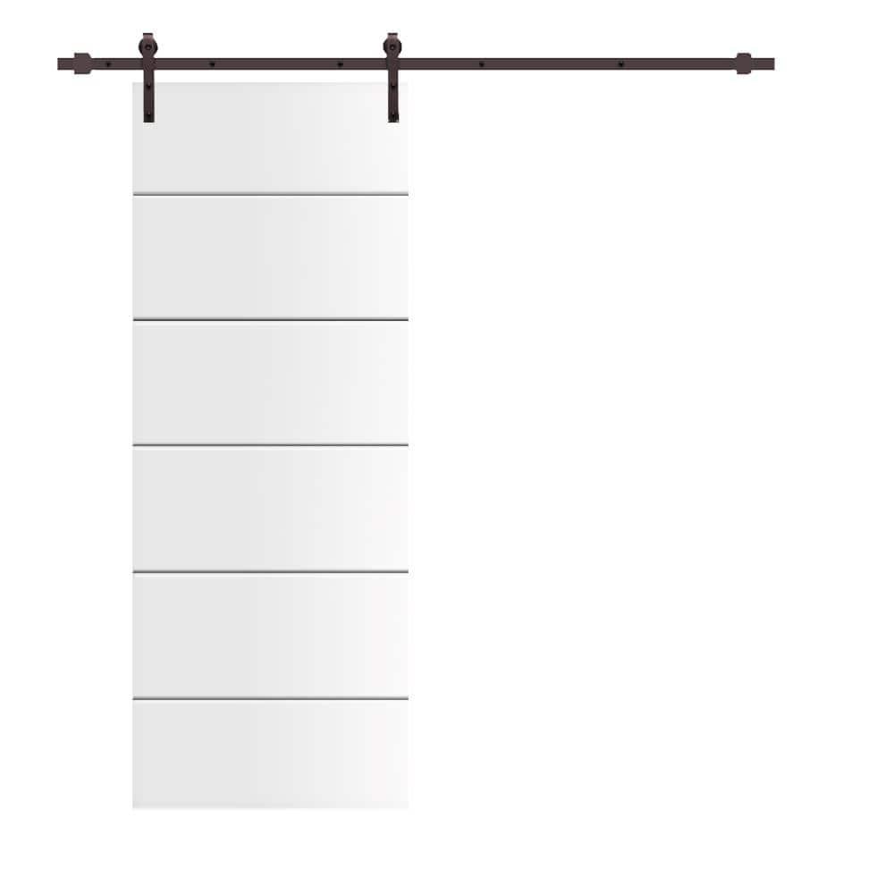 Calhome 80'' Hollow Paneled Primed with Installation Hardware Kit Barn Door