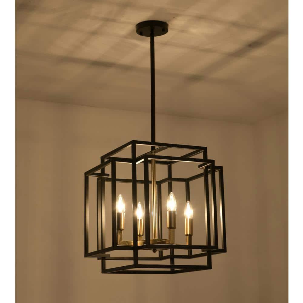 LovingAHome 4-Light Metal Lantern Tiered Pendant Lighting Fixtures Industrial Farmhouse Chandeliers